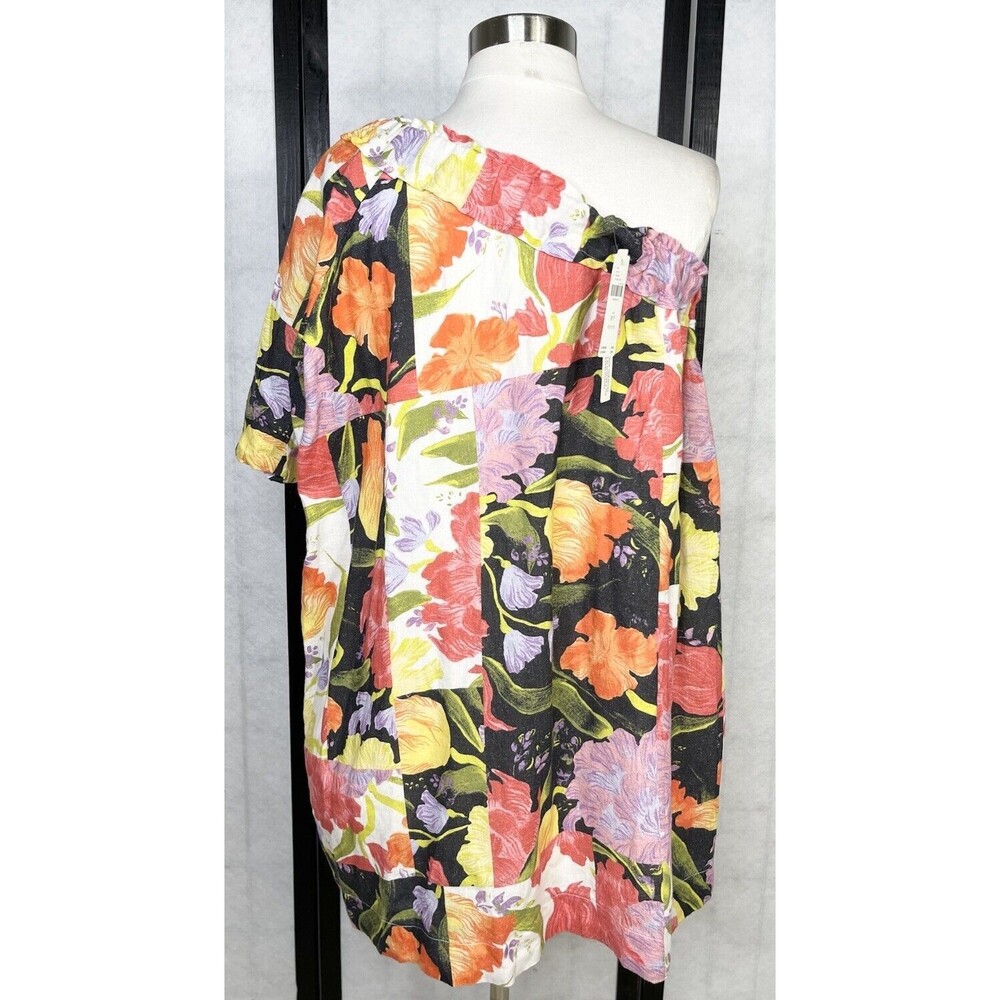 Anthropologie Yukiko Noritake One-Shoulder Mini Shift Dress. Size: M P Linen - Picture 5 of 10